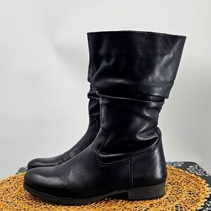 Tara M. Black Leather Boots Size 41